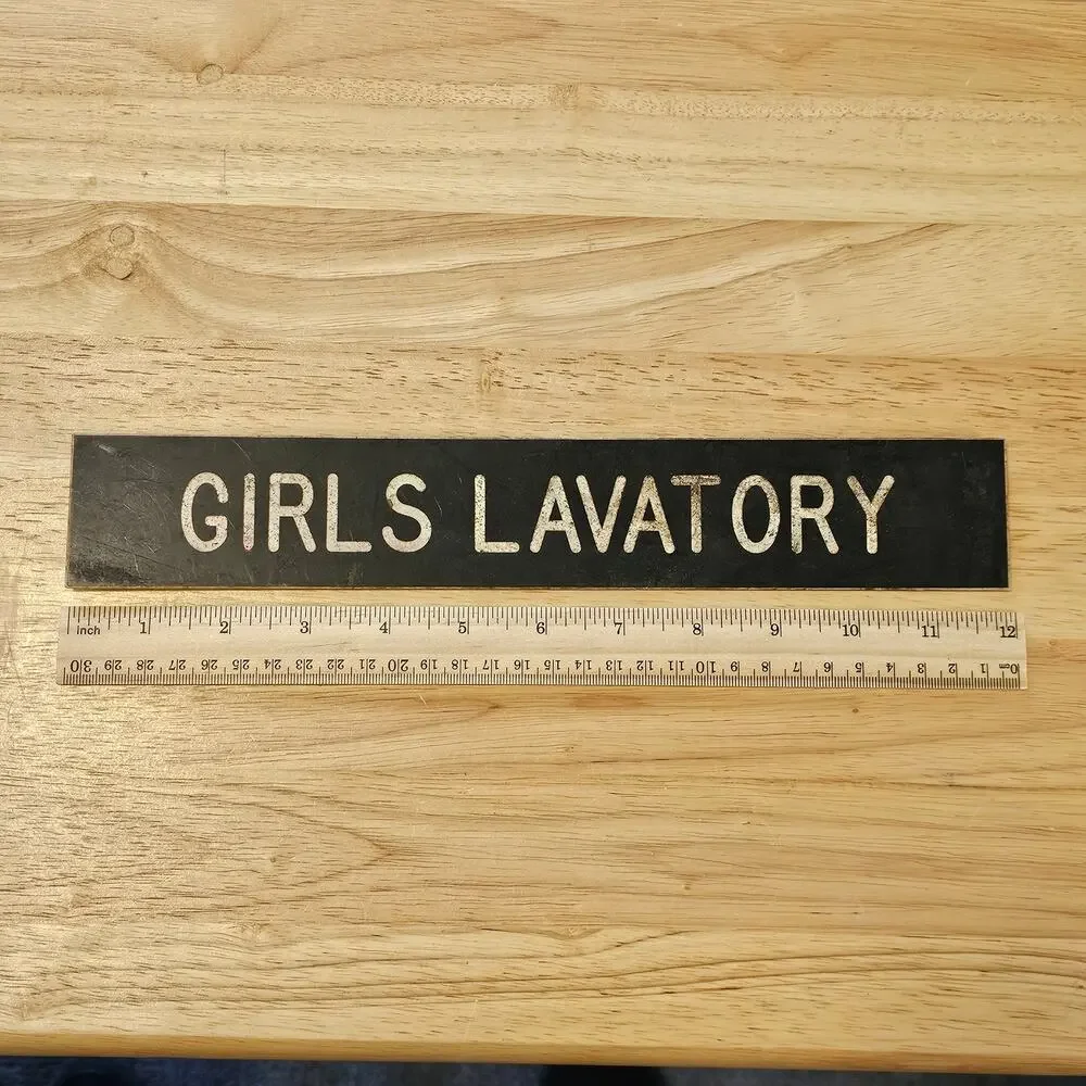 Vintage Girls Lavatory Bathroom Sign for Door at School